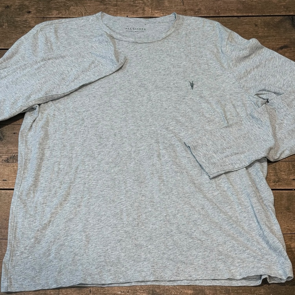 ALLSAINTS Men’s Gray Cotton Long Sleeve Crew XL Read Description NWOT